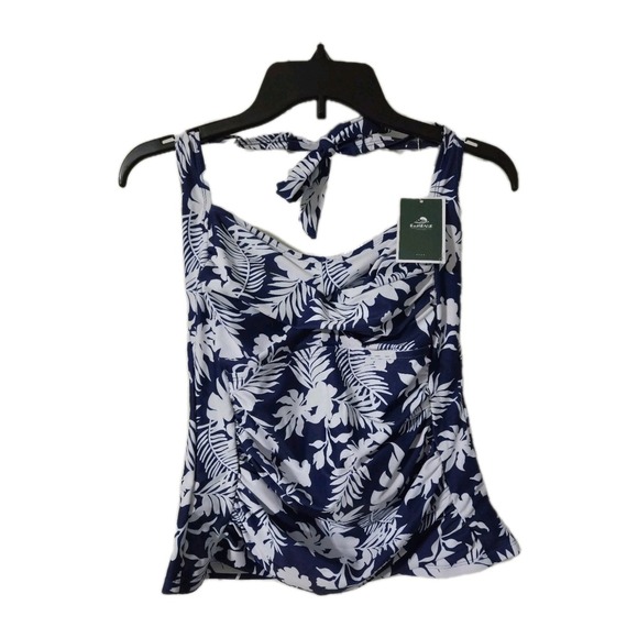 Eomenie Other - Eomenie Women's Large Tankini Top Blue White Floral Swimsuit, Large